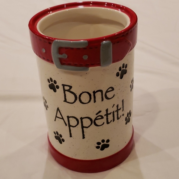 Dog Lover "Bone Appetit!" Ceramic Canister/Utensil Holder - Picture 1 of 7
